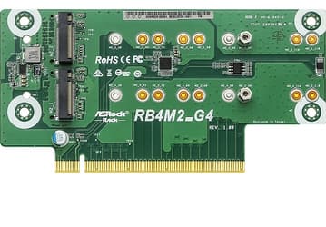 Карта расширения ASRock Rack RB4M2_G4 позволяет подключить в слот PCIe 4.0 до четырех SSD типоразмера M.2 