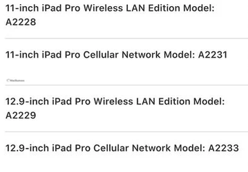 На сайте Apple замечено упоминание о четырех новых моделях iPad Pro