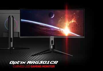 Основой игрового монитора MSI Optix MAG301CR служит 30-дюймовая панель с соотношением сторон 21:9