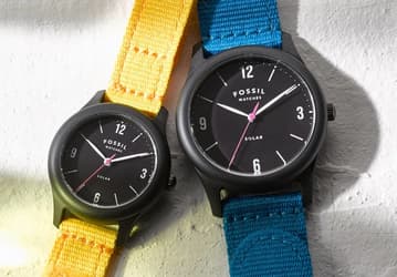 Часы Fossil Solar используют энергию солнца, корпус изготовлен из биопластика, а упаковка является полностью перерабатываемой