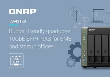 Сетевое хранилище Qnap TS-431KX оснащено портом 10GbE SFP+ и двумя портами 1GbE