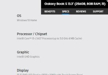 Samsung Galaxy Book S получил 5-ядерный процессор Core i5-L16G7