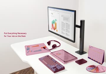 Подставка монитора LG 27QN880 закрепляется на краю стола 