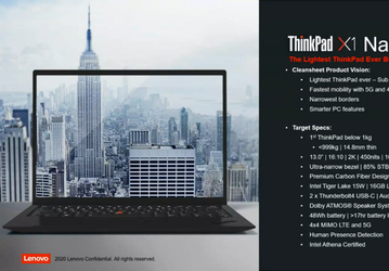 Самый лёгкий ThinkPad в истории, ещё и с огромной автономностью. 13-дюймовый ThinkPad X1 Nano будет весить менее 1 кг