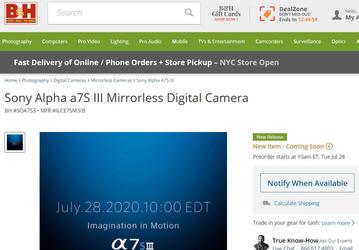 Названа дата анонса беззеркальной камеры Sony Alpha a7S III