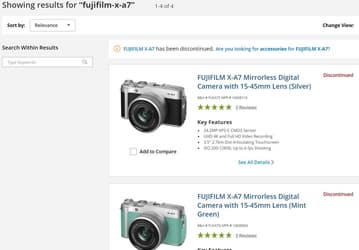 Камера Fujifilm X-A7 снята с производства