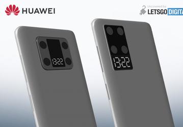 Huawei запатентовала дизайн смартфона с дополнительным дисплеем рядом с модулем камеры