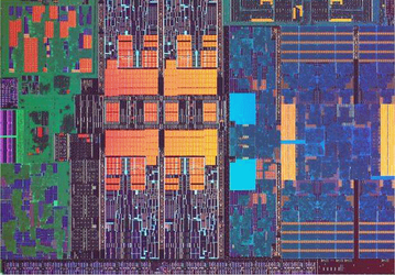Кристалл процессора Intel Tiger Lake крупным планом 