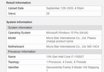 4-ядерный мобильный процессор Core i7-1185G7 обходит по производительности 10-ядерный настольный Core i9-10900K