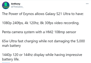 Snapdragon 875, 108 Мп, 144 Гц, 5000 мА·ч и 65 Вт. Новые подробности о Samsung Galaxy S21 и живые фото смартфона