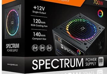 В блоках питания начального уровня Xigmatek Spectrum вентилятор украшен подсветкой RGB