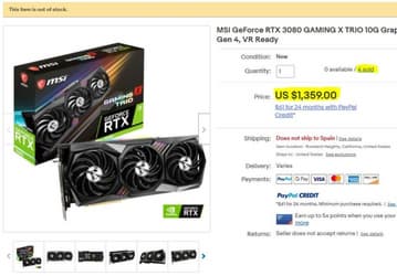 MSI обвиняют в продаже GeForce RTX 3080 на eBay за двойную цену. Компания отрицает своё участие