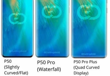 Huawei P50, P50 Pro и P50 Pro Plus вместе на одном рендере