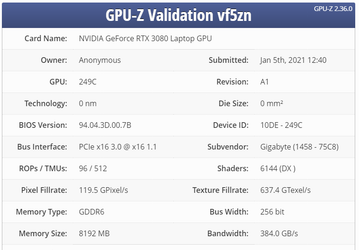 Мобильная видеокарта Nvidia GeForce RTX 3080 будет доступна в десятке разновидностей