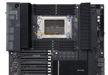 Гигантская плата Asus для очень редких процессоров AMD. Появилось первое изображение Asus WRX80 Pro WS Sage SE