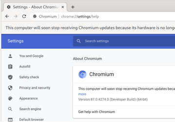 Браузер Google Chrome прекращает работать на старых ПК