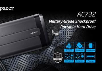 Ударопрочный портативный жёсткий диск Apacer AC732 оснащён интерфейсом USB 3.2 Gen 1