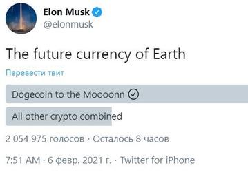 Илон Маск агитирует за Dogecoin – «будущую валюту Земли»