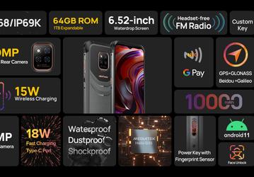 10 000 мА•ч, NFC, IP69K, FM-радио и беспроводная зарядка. Неубиваемый смартфон Ulefone Power Armor 14 поступил в продажу