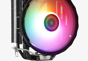 Конструкция процессорной системы охлаждения AeroCool Raven 4 ARGB включает вентилятор с рамкой непривычной формы