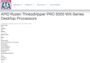 Серия процессоров AMD Ryzen Threadripper Pro 5000 WX замечена на сайте SATA-IO