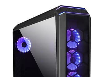 Боковая стенка корпуса Chieftec Stallion 3 изготовлена из закалённого стекла, а передняя и верхняя — из сетки