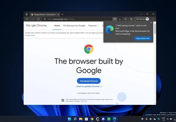 «Этот браузер как из 2008-го», — Microsoft Edge в Windows 10 и Windows 11 отговаривает пользователей от загрузки Chrome