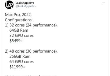 Названы цены на компьютеры Apple Mac Pro образца 2022 года