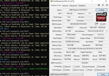 AMD Radeon RX 6700 XT добывает Ethereum медленнее, чем RX 5700 XT