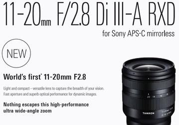 Появились спецификации и изображение объектива Tamron 11–20mm F/2.8 Di III-A RXD