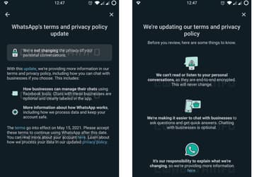WhatsApp снова просит принять новые условия использования