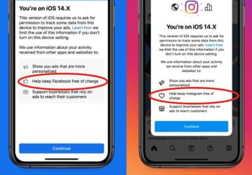 Facebook и Instagram «запугивают» пользователей iPhone, чтобы те разрешили слежку
