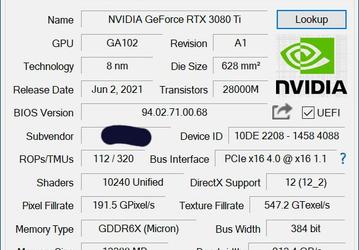 Нереференсная версия GeForce RTX 3080 Ti засветилась в GPU-Z. Максимальная частота на 45 МГц выше, чем у GeForce RTX 3080 Ti Founders Edition