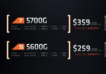 8-ядерный APU Ryzen 7 5700G и 6-ядерный Ryzen 5 5600G станут доступны всем желающим