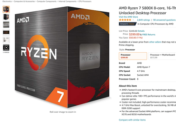 AMD Ryzen 7 5800X подешевел до 400 долларов в США, но Core i7-11700K всё равно доступнее
