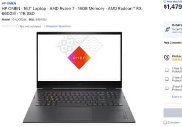 Первый ноутбук с Radeon RX 6600M оценён в 1480 долларов. Это HP Omen 16