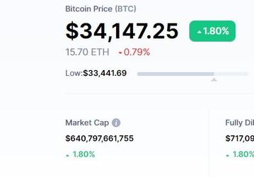 Bitcoin продолжает дорожать. За него дают уже больше 34 000 долларов