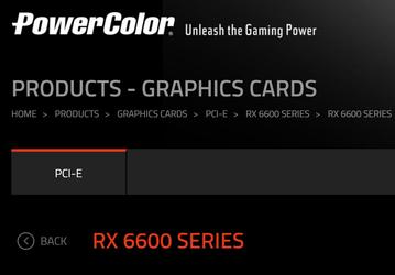 На сайте PowerColor появились разделы для видеокарт Radeon RX 6600 и RX 6600 XT 