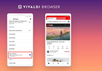 Альтернативный браузер Vivaldi для Android позволяет «Оставаться в браузере» и отключить группировку вкладок