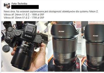Выход автофокусных объективов Viltrox AF 24mm f/1.8 Z и AF 35mm f/1.8 Z ожидается в сентябре 