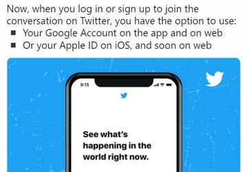 В Twitter теперь можно авторизоваться через учётную запись Google или Apple ID