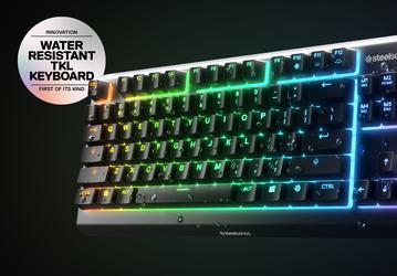 Игровая клавиатура SteelSeries Apex 3 TKL не пострадает, если на нее прольётся жидкость