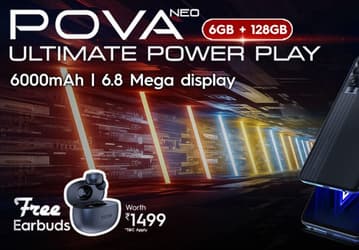 6000 мА·ч, большой экран и много памяти за 175 долларов. Представлен Tecno Pova Neo