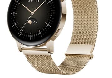 Представлены смарт-часы Huawei Watch GT 3 с золотистым ремешком