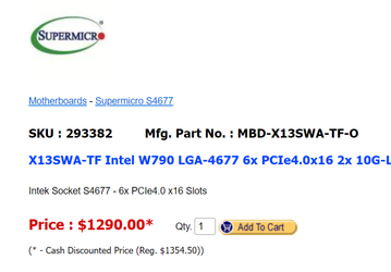 6 слотов PCIe x16 и 2 порта 10 Gigabit LAN. Материнскую плату на чипсете Intel W790 для процессоров Sapphire Rapids оценили в $963