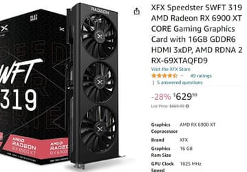 Radeon RX 6900 XT экстремально подешевела в ходе Черной пятницы в США. Недавний флагман AMD можно купить за 630 долларов