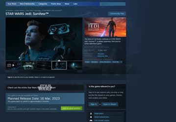 Unreal Engine 5, 130 ГБ на накопителе и новая история в мире «Звёздных войн». Star Wars Jedi: Survivor выходит в марте