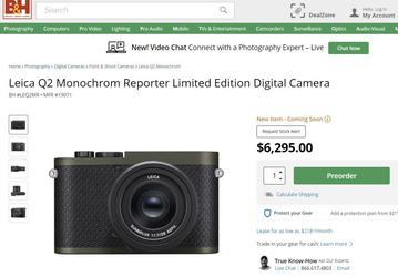 Начались продажи камеры Leica Q2 Monochrom Reporter
