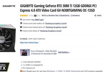 GeForce RTX 3080 Ti наконец-то можно купить в США по рекомендованной цене – безо всяких спецпредложений и акций