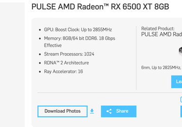 Sapphire добавила Radeon RX 6500 XT 4 ГБ памяти — теперь у неё 8 ГБ, как у GeForce RTX 3060 Ti